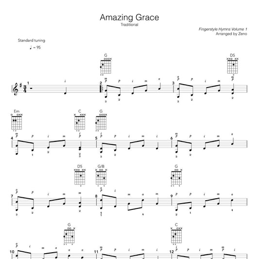 amazing grace easy sheet music guitar