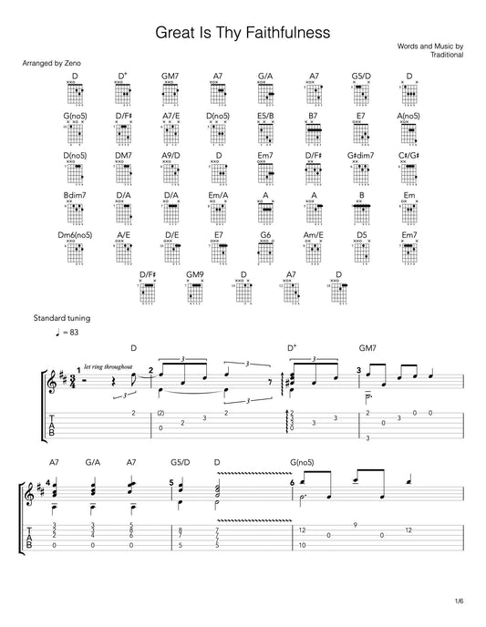 great is thy faithfulness guitar tab and sheet music