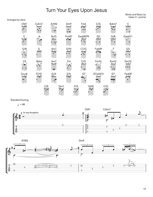 turn your eyes upon jesus guitar tabs and sheet music