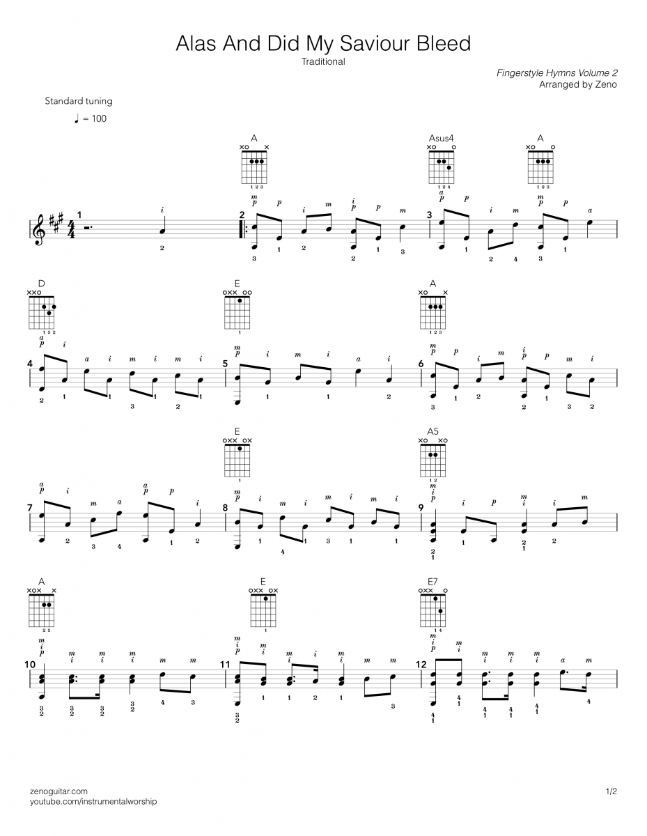 hymns sheet music for guitar