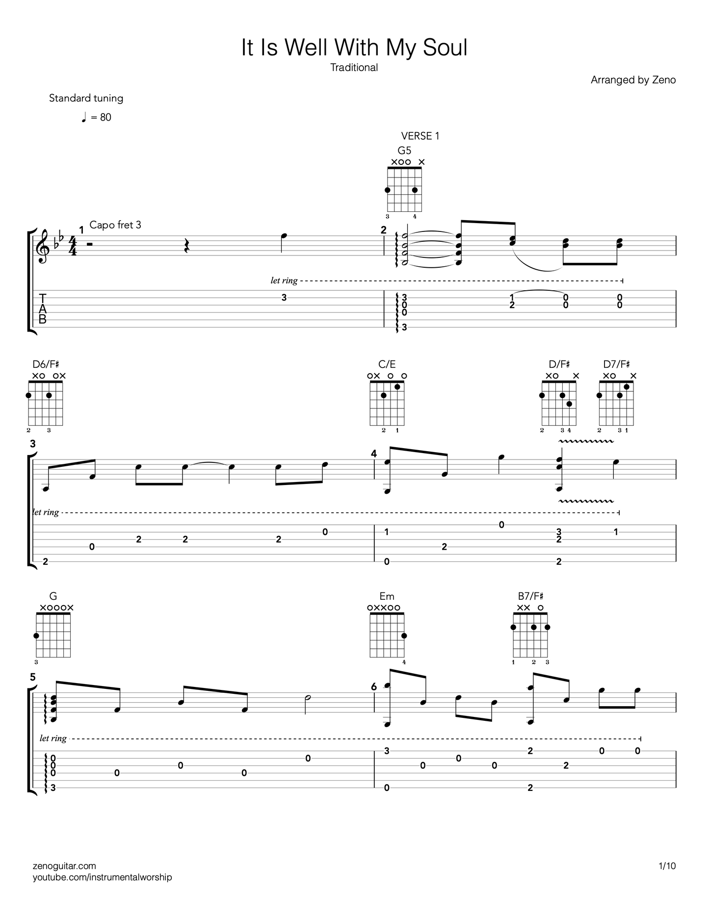It Is Well With My Soul Fingerstyle Guitar TAB/Sheet music